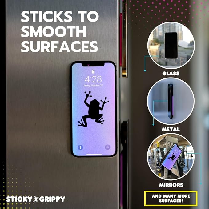 Suction Phone Case Mount, Sillicon Adhesive Phone Accessory for iPhone and Android, Hands-Free Fidget Toy Mirror Shower Phone Holder, Tiktok Videos and Selfies (Pink Glitter)