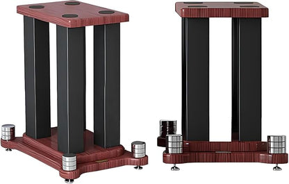 A Pair of Universal Speaker Stands, Heavy Duty Speaker Stands Holds Bookshelf Speaker Satellite Speaker Large Speaker, Vibration-Absorbing MDF Design, Holds 88lbs Speaker (Teak, 20cm/7.8in)