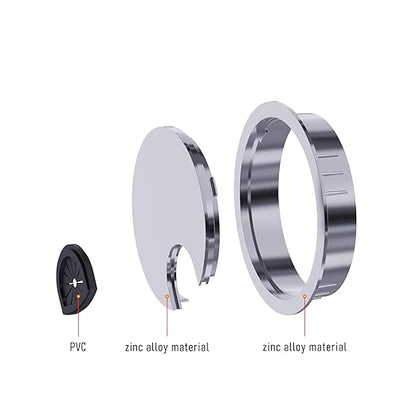 Desk Grommet 2 Inch 50mm, Zinc Alloy Computer Desk Wire Hole Cover, Office Desktop Cord Cable Hole Metal Ring, Bright Silver