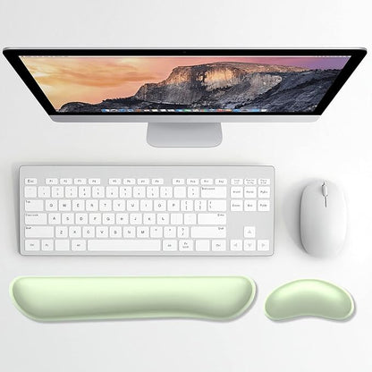 Dapesuom Enlarge Keyboard Wrist Rest, Memory Foam Wrist Cushion for Desk Mats Support, Cute Typing Pain Relief Keyboard Mouse Pad Rests Set with Non-Slip Base for Gaming Laptop Office, Lake Green