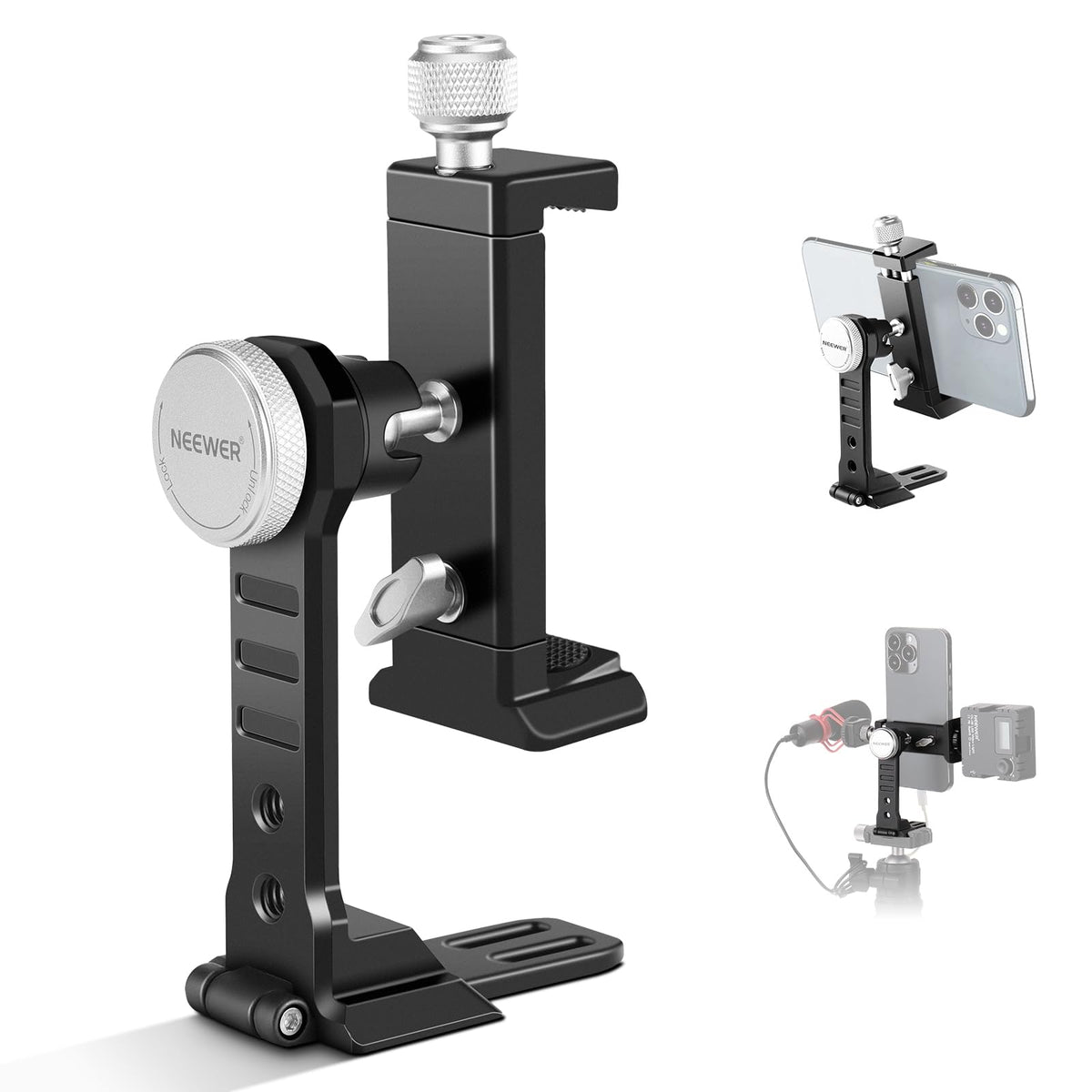 NEEWER Metal Phone Tripod Mount Adapter with Arca QR Base, Cold Shoe