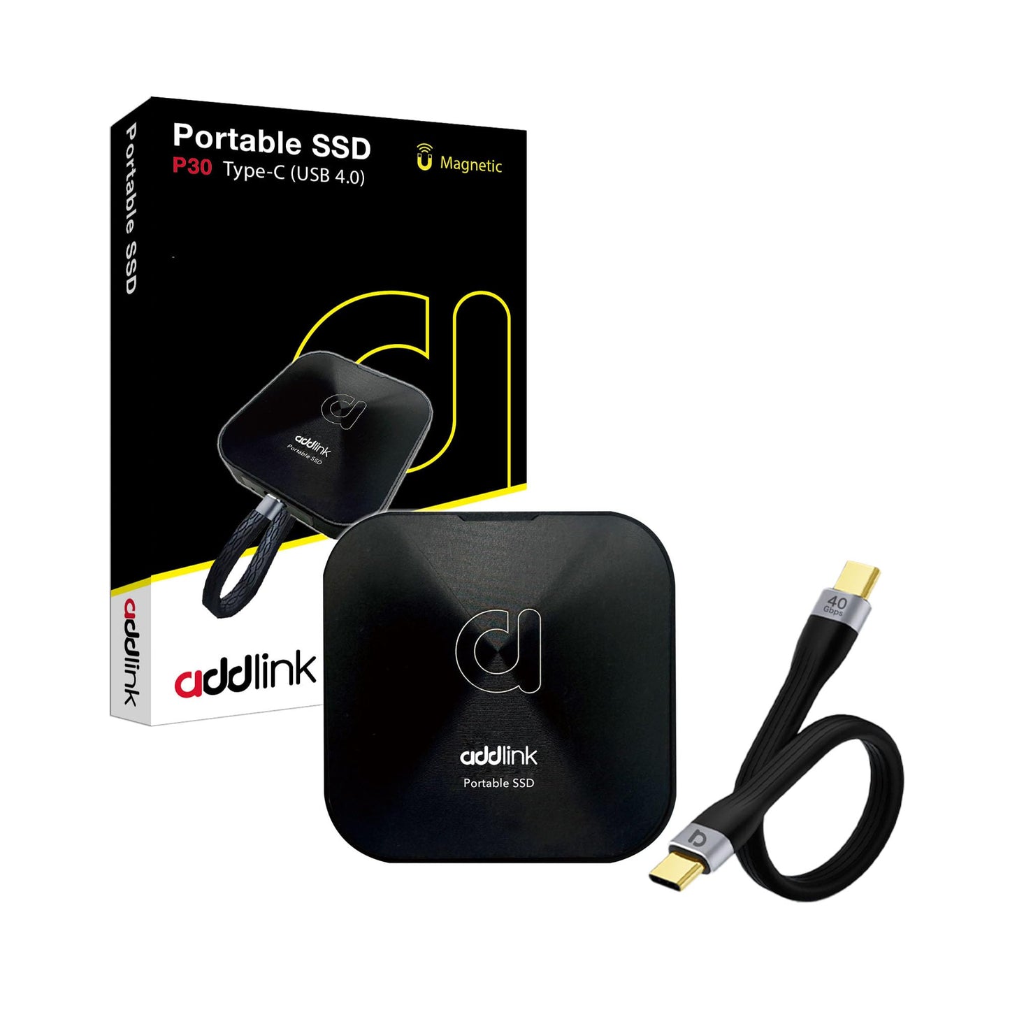 Addlink P30 1TB External SSD USB4 4000MB/s Type C Compatible thunderbolt 4, Tesla, iPhone15/16&iPad&Mac, Steam Deck/Android/PS5&4 Smart TV Magsafe ProRes 4K 120fps, Includes USB4.0 Cable Aluminum case