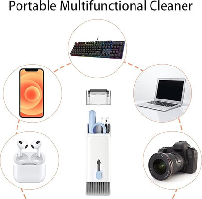 7 in 1 Electronic Cleaner Kit – Keyboard and Laptop Cleaning Kit with Brush for AirPods Pro, Phone, Computer, and Screen, Includes Bonus Flannel Cloth – Blue