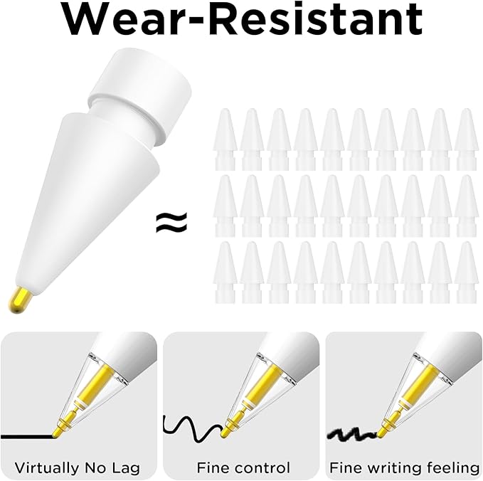 8 Pack Fine Point Replacement Tips Compatible with Apple Pencil 2nd Generation, Apple Pencil 1st Generation, Apple Pencil USB-C & Apple Pencil Pro Colorful iPencil Nibs (Clear + White)