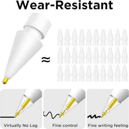 8 Pack Fine Point Replacement Tips Compatible with Apple Pencil 2nd Generation, Apple Pencil 1st Generation, Apple Pencil USB-C & Apple Pencil Pro Colorful iPencil Nibs (Clear + White)
