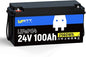 24V 100Ah LiFePO4 Lithium Rechargeable Battery, Max.2560Wh, Built-in 100A BMS, A+ Cells, Low-Temperature Protection, Higher Power Output Efficiency - Ideal for RVs, Other 24V Equipment