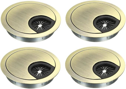 uxcell Cable Hole Cover, 2.4Inch/60mm Zinc Alloy Desk Wire Cord Cable Grommets Hole Cover for Office PC Desk Cable Cord Organizer, 4Pcs Bronze Tone