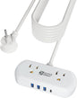 SUPERDANNY Power Strip with USB, 9.8ft Mini Desktop Charging Station with 2 Wide-Spaced Outlets & 4 USB Ports, Portable Flat Plug Extension Cord for Travel, Dorm, Room, Home Office Essentials, White