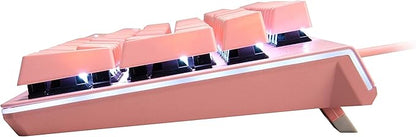 i-rocks K75M Mechanical Keyboard - 104 Keys - with Cherry MX Brown Switches, PBT Keycaps, Backlit LED Light and Shortcut Keys - Programmable Light & Macro Recorder (Pink)