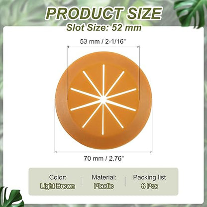 PATIKIL Desk Grommet 2-1/16", 8 Pcs Round Cable Grommet Cord Hole Cover with Adhesive Tape Flexible Table Wire Organizer for Office Home Table Countertop, Light Brown