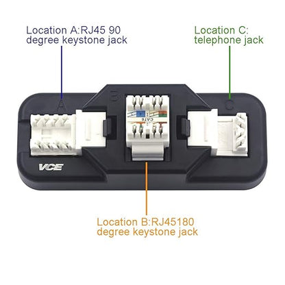 VCE Cat6A RJ45 Keystone Jacks UL Listed 50-Pack, 110-Type UTP Modular Ethernet Jacks Insert 10Gbps, Bundle with Keystone Punch Down Stand and Wire Stripper Cutter