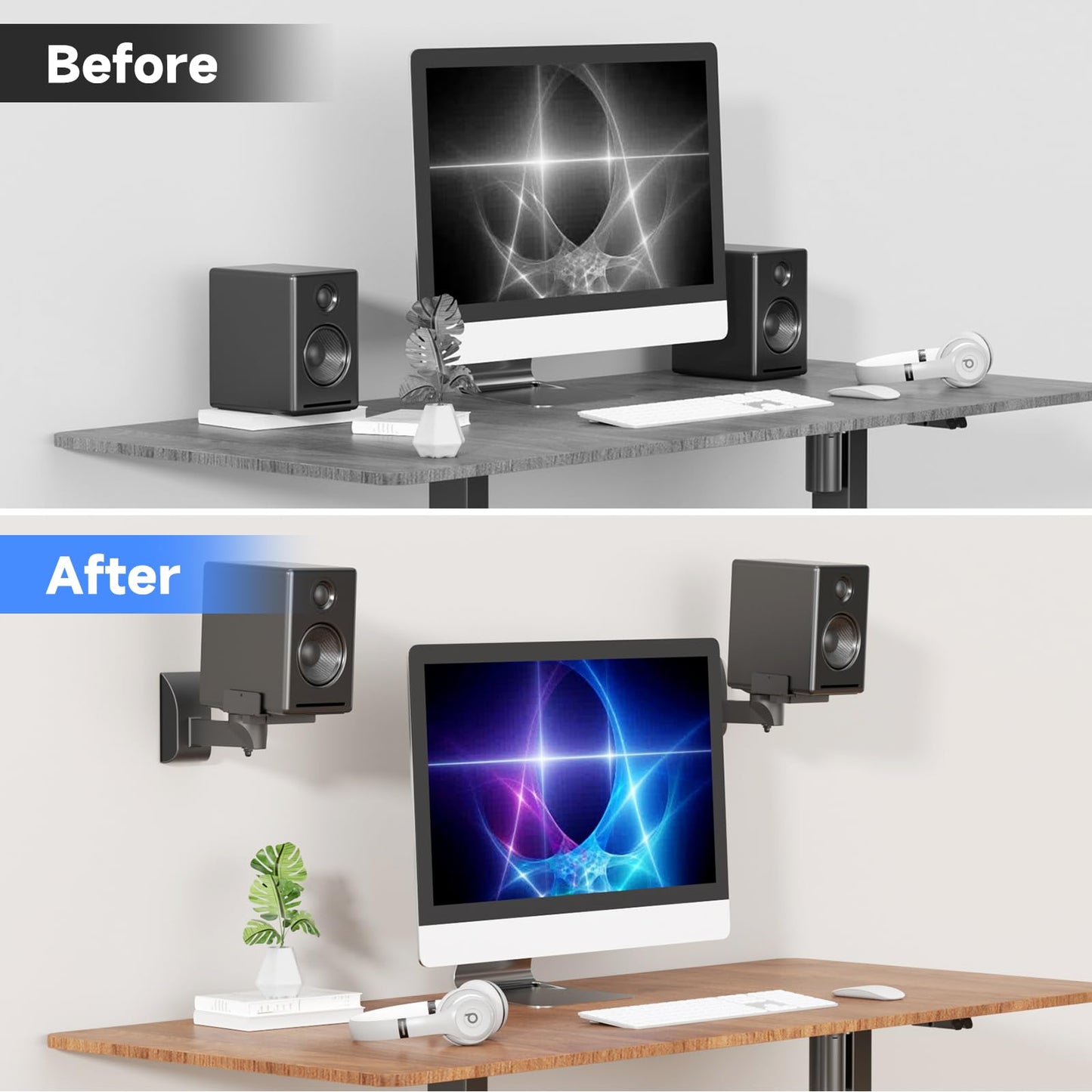 suptek Speaker Wall Mount Adjustable for Large Bookshelf Speaker Mounts