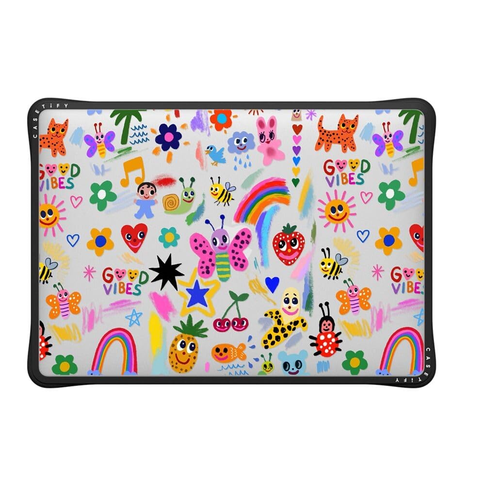 CASETiFY Impact MacBook Air 13" (M1/Intel) Case [Cushioned Impact Corners/Scratch-Resistant/Anti-Slip Grip] - Good Vibes - Clear Black