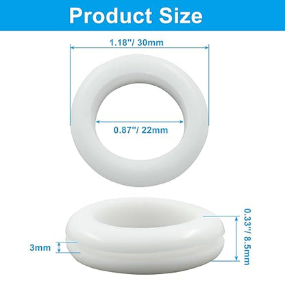 12 Pcs Rubber Grommets, 7/8" Inside Diameter 1" Drill Hole Rubber Wire Grommets for Wire, Firewall, Cables, Plugs (White)
