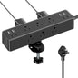 Flat Plug Desk Clamp Power Strip 10FT, 24W Total Charging Station, Desk Edge Mount Power Strip 9 AC Outlets 8 USB Ports Surge Protector, Fit 1.7" Tabletop Edge, Home Office Accessories