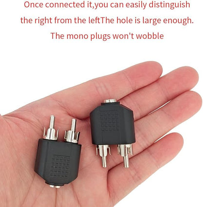 Hahiyo 3.2 F-2x3.2 RCA M Stereo Plug Interconnect Audio Two Males 3.2mm(1/8inch) and one Female 3.2mm(1/8inch) Adapter Splitter Good Signal Sound Snap Tight Not Wobble for Headphone Guitar Black 2pcs