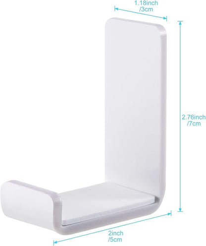 Weewooday 4 Pieces Headphone Hanger Holder Desk Adhesive Headphone Hook Wall Mount Headset Stand Acrylic Holder with Glues for General Purpose Game Earphone(White)