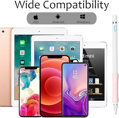 Stylus Pen for iPad, DOGAIN Stylus Pen for Touchscreen with Pink Grip, Digital Active Fine Point Pen for Drawing/Writing/Playing, iPad Pencil Compatible with iOS/Android and Other Tablets