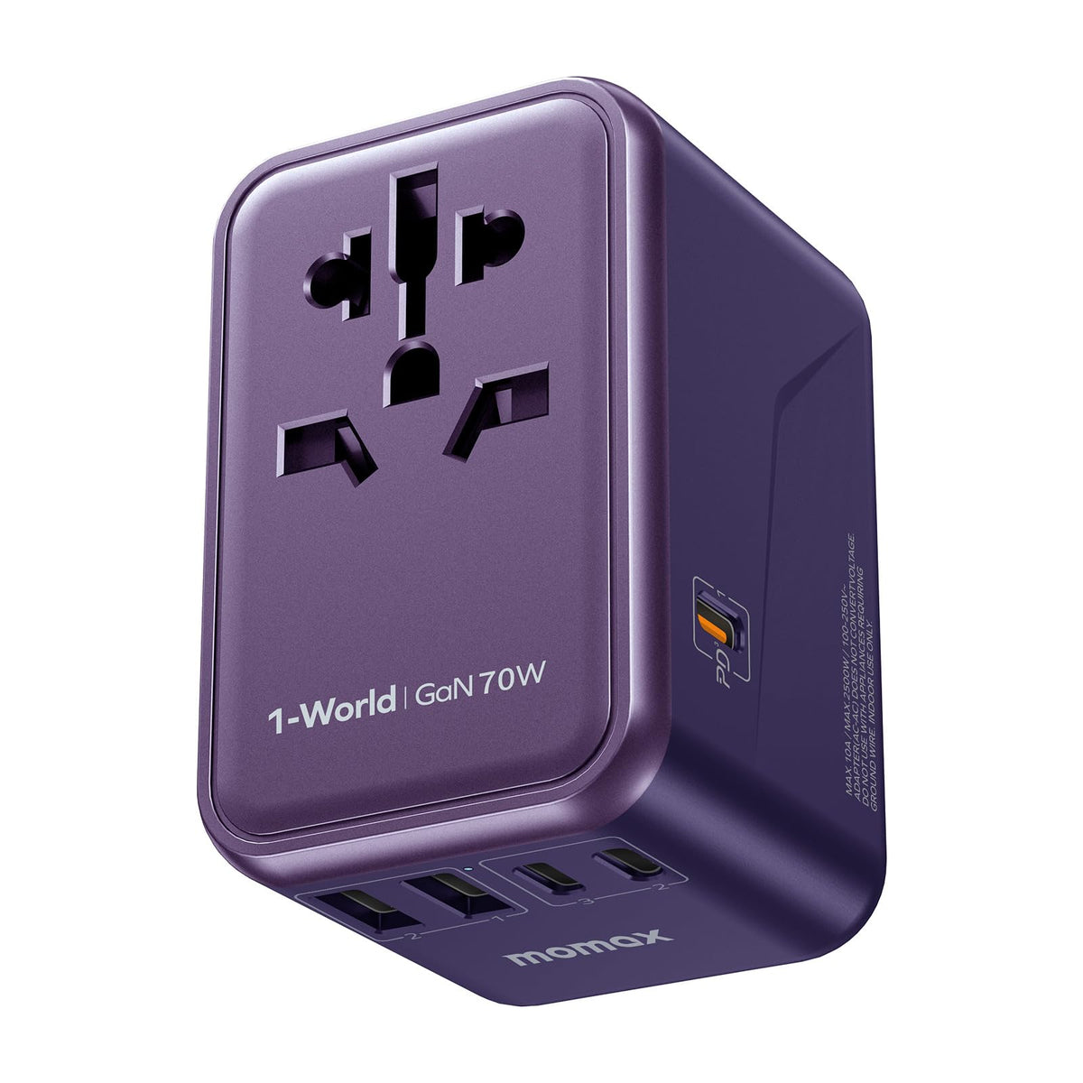 MOMAX 70W GaN Universal Travel Adapter, All-in-One Travel Charging