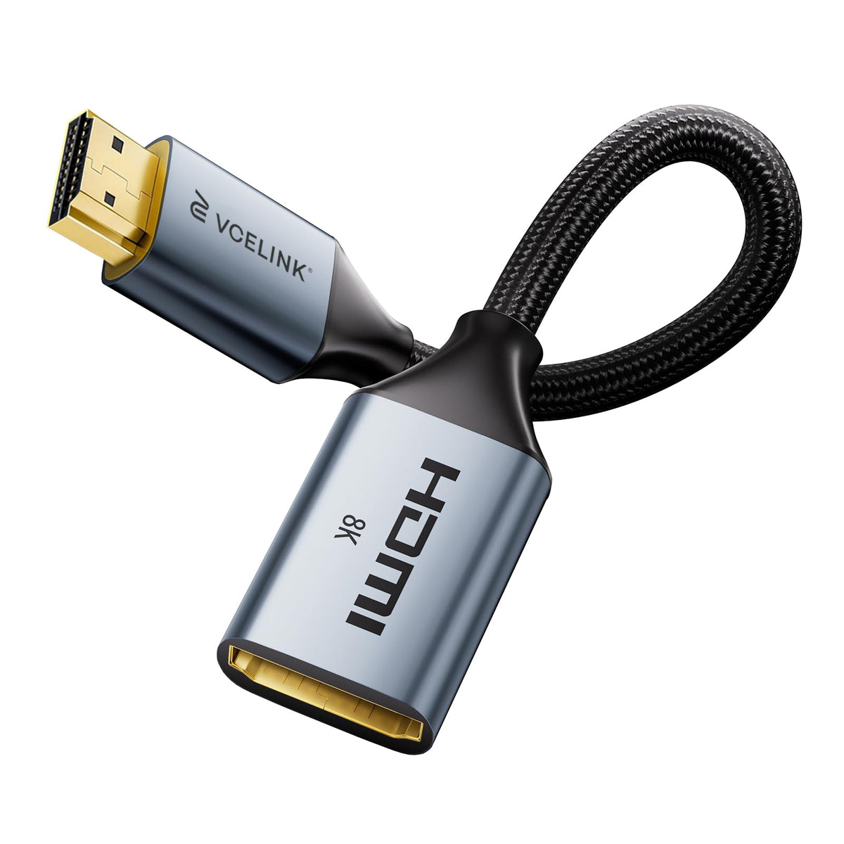 VCELINK 8K HDMI Extender Cable, 48Gbps Male to Female Adapter, 2 Pack