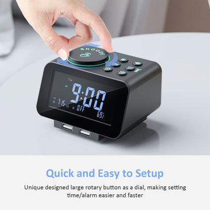 uscce Digital Dual Alarm Clock Radio for Bedrooms with 0-100% Dimmer