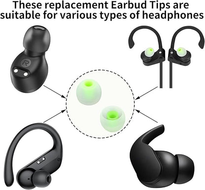 Earbud Tips Soft Anti Slip Washable Reusable Silicone Fit Most In-Ear Earbuds (Inner Hole 3.8mm-5.1mm) 18pcs S M L