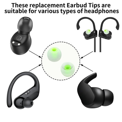 TSZYYM Earbud Tips Soft Anti Slip Washable Reusable Silicone Fit Most In-Ear Earbuds (Inner Hole 3.8mm-5.1mm) 18pcs S M L