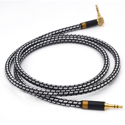Wekuant Aux Cord, Audiophile 3.5mm Stereo Audio Cable [1m (3.2Feet), Silvered-Plated Copper core, Right Angle] Unbreakable and Great for Laptop, Tablets, Headphones, Cars and More.