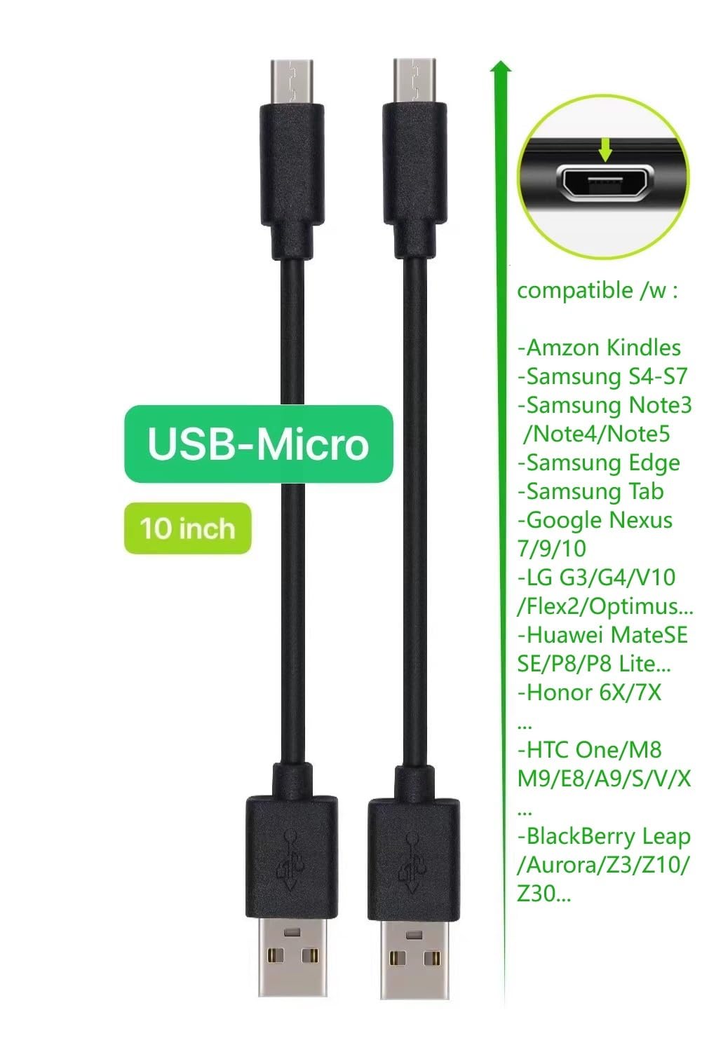 JuSoFU 10-Pack Multi Short USB Cables & TypeC-C Cables for Charging Stations Compatible/w iPhone17,16,15, iPhone14-5/ iPads/iPad mini/iPad Pros/Samsung Moblies & Tablets/Pixel & Nexus/HTC/Sony(Black)