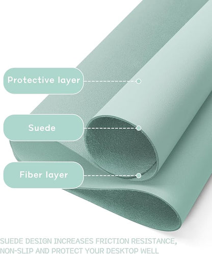 YSAGi Non-Slip Leather Desk Pad, Waterproof Laptop Computer Desk Keyboard Mat, Table Protector Blotter Mat, Large Mouse Pad for Office/Work/Home/Decor(Mint Green, 31.5" x 15.7")