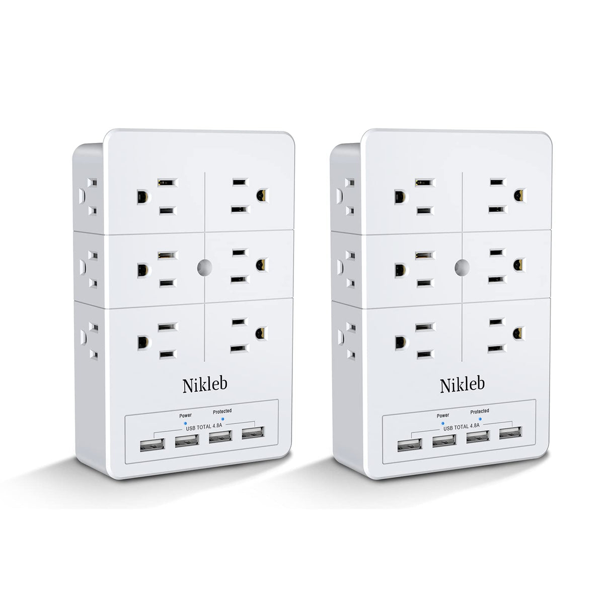 Multi Plug Outlet Surge Protector Nikleb, 12 Electrical Outlets Extender with 4 USB Charging Ports Total 4.8A, Wall Plug Expander 3 Prong for Room, Office, Gaming, Cord Organizer Accessories