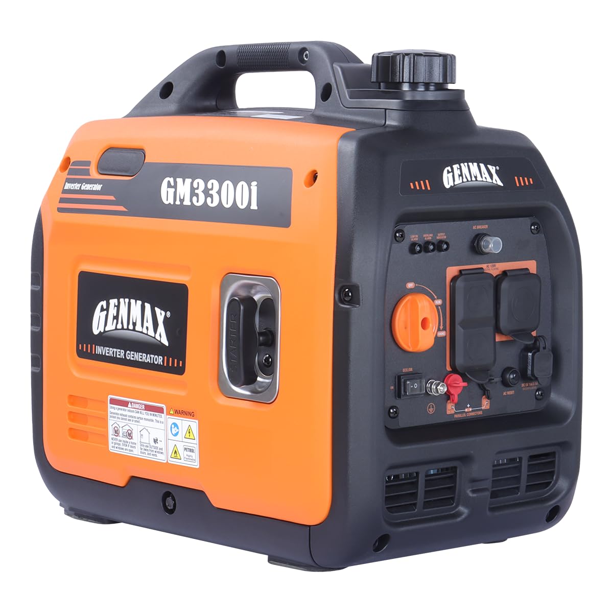 GENMAX Portable Generator, 2000W Low-Noise Gas Engine, EPA Compliant, Eco Mode Function, Ultra Light, Suitable for Backup Home and Camping(GM2000i)