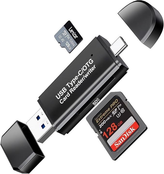 SD Card Reader for Android Photography Accessory Memory Card Reader with TF/SD Dual Slot for Computer, PC, MacBook, iPhone 16/15, iPad Pro, Chromebook, Samsung Galaxy S24/S23/S22/S21/S20, More
