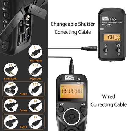 Wireless Shutter Release Compatible for Nikon, PIXEL 2.4G Remote Shutter Release Cable Wireless Timer Remote Control DC0/DC2 Compatible for Nikon D850 D750 D610 D5300 D3300 D7500 D1 D2 D3