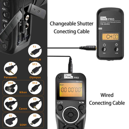 Remote Control Compatible for Sony, Pixel Wireless Shutter Release Cable TW-283 S1/S2 Timer Remote Control Compatible for Sony Alpha A100 A350 A450 A550 A560 A9 A99 A77 A7RII A7