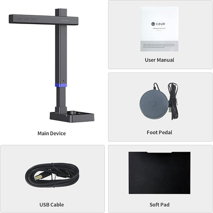 CZUR Shine Ultra Pro 24MP Document Scanner, USB Book Scanner, Portable Document Camera, A3 Large Format Book Scanner, Adjustable Height, Max DPI 440, for Windows & Mac