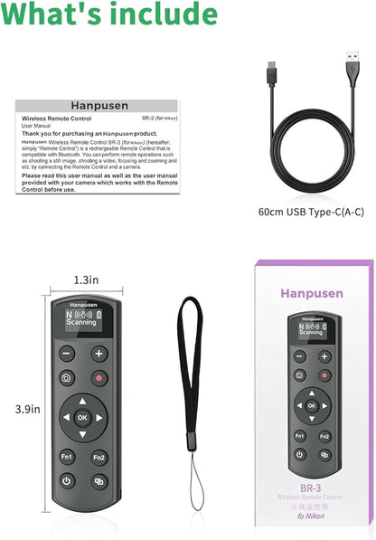 for Nikon Camera Remote Control, Hanpusen Rechargeable Wireless Shutter Release with OLED Screen for Nikon Z6 III/Zf/Z5II/Z50/Z50 II/Z fc/P1000/P1100/P950/B600/A1000/Z6 II/Z30/Z5/Z7 II, Replace ML-L7
