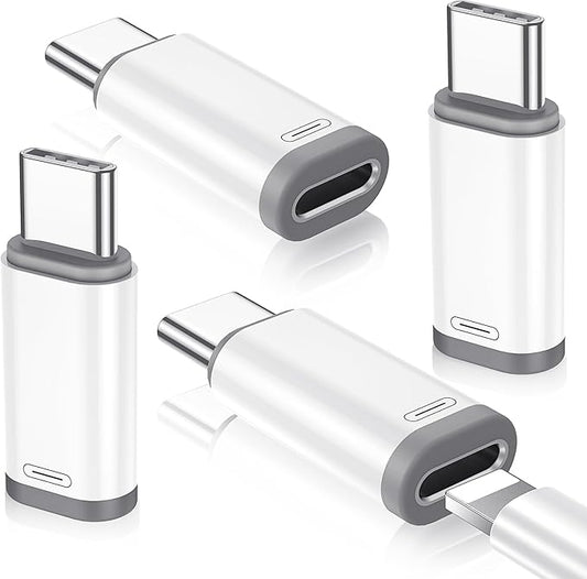Temdan 4 Pack Lightning to USB C Adapter for iPhone 15/16/17 Pro/17 Pro Max,for iPhone 17/16 Charger,17/16 Accessories,Fast Charging & Data Transfer,USB C Charger Connector Cable,Not for OTG-White