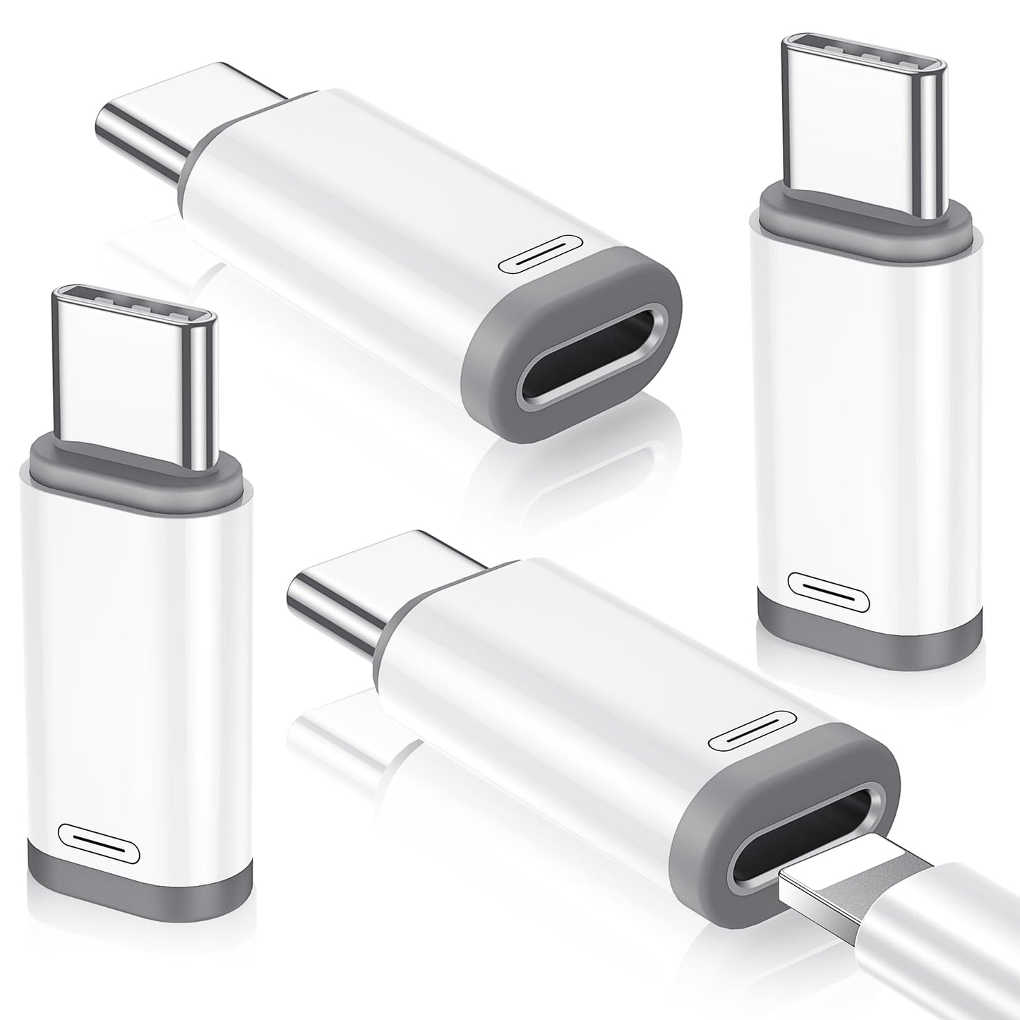 Temdan Not for Audio/OTG [4 Pack Lightning to USB C Adapter]-White