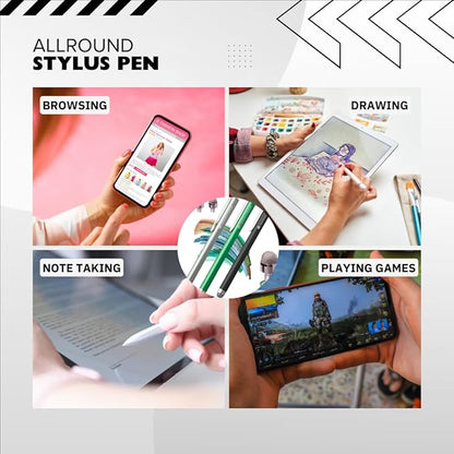 The Friendly Swede Mesh Tip Stylus Pen for Touchscreen — 3-Pack Micro-Knit Capacitive Stylus Pen for iPad & iPhone with 3 Replaceable Fiber Tips, Elastic Lanyards & Screen Cleaning Cloth