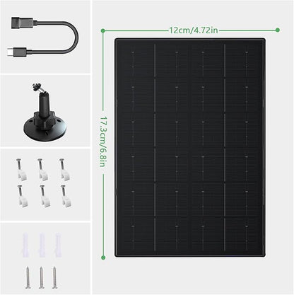Zivif 4W Solar Panel for Security Camera, Solar Panel Charger with USB-C & Micro USB Ports, Compatible with Rechargeable Battery Camera, 360° Adjustable Mount
