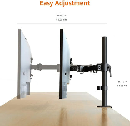 Amazon Basics Adjustable Single Monitor Arm Desk Mount, Holds up to 32" (38” Ultrawide) and 22 lbs, Adjustable Tension, VESA 75x75/100x100, Black