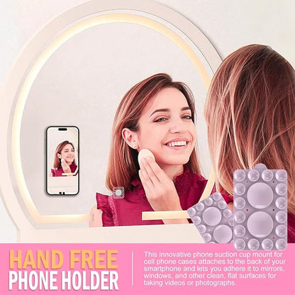 Silicone Suction Phone Holder Mount,Silicon Adhesive Phone Accessory for iPhone and Android, Hands-Free Mirror Shower Phone Holder,TikTok Videos and Selfies (Violet 2Pack, Double Sided)