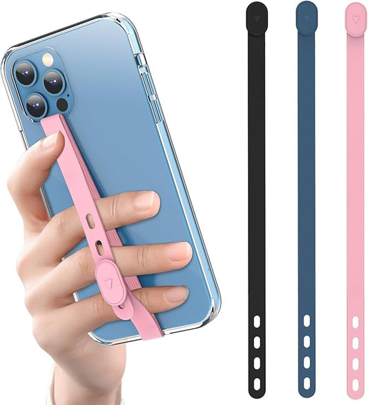 Casecond 3 PCS Phone Loop Strap iPhone Clip Finger Grip Holder Stretchable Flexible Elastic Silicone Hand Band Ultra Slim Adjustable Wireless Charging Universal for iPhone Most Phone Cases