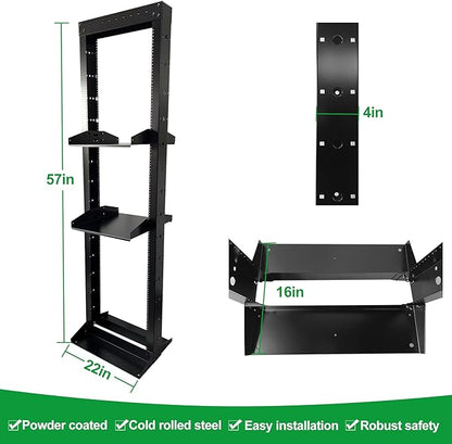 2 Post 29U Open Frame Server Rack 2-Post Server Rack Network Rack,No Tray Included,for 19 Inch Equipment, Networking Data & IT Devices,1260lbs Weight Capacity Rack(2P-LD-29U)