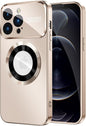 Magnetic for iPhone 12 Pro Max Case, Compatible with MagSafe, Built-in Camera Lens Protector, Logo View, Military Grade Drop Proof Phone Case Cover, Desert Titanium