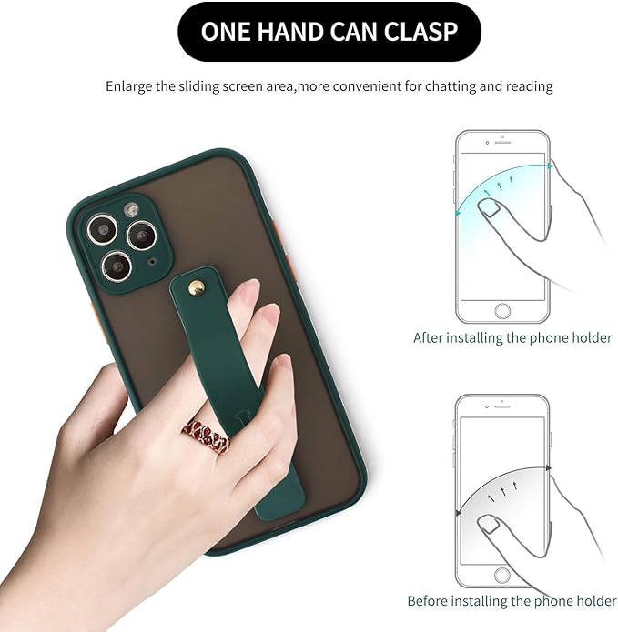 Removable and Reusable Cell Phone Grip Strap, Yetaida Telescopic Finger Kickstand Bracket Universal Silicone Phone Holder Stand and Portable Finger Loop for Most Smartphones Case (Black)