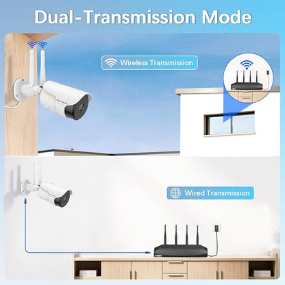 WEILAILIFE 【2-Way Audio & Dual Antenna Enhanced】 90ft Night Vision Outdoor Wireless Security Camera System, Wireless Surveillance Camera System, WiFi Video Surveillance, Home Security Cameras