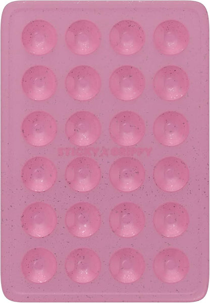 Suction Phone Case Mount, Sillicon Adhesive Phone Accessory for iPhone and Android, Hands-Free Fidget Toy Mirror Shower Phone Holder, Tiktok Videos and Selfies (Pink Glitter)