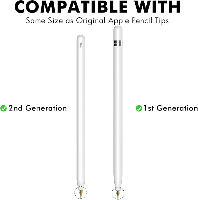 NIUTRENDZ 4 Pack Replacement Tips for Apple Pencil 2nd Generation and 1st Generation Fine Point Metal Tip, Wear-Resistant & Precise Control (1.95mm, White + Pink)